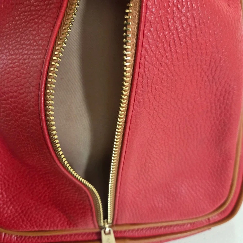 Valentina Red Pebbled Italian Leather Sling Backpack Convertible Small Bag - Picture 6 of 10